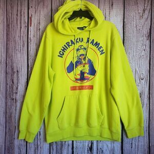 Naruto Shippuden XL Hoodie Ichiraku Ramen Mens Anime Fluorescent Yellow Kangaroo